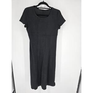 Allyson II Womens Sz 12 Midi Length T Shirt Dress Solid Black Short Sleeve